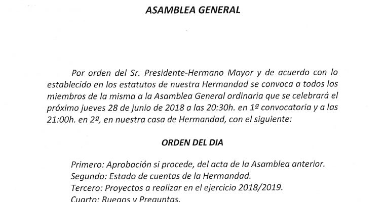 ASAMBLEA GENERAL 2018